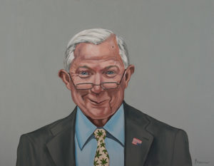 Trumped!, Jeff Sessions, oil on canvas, 28 x 36&quot;, 2017